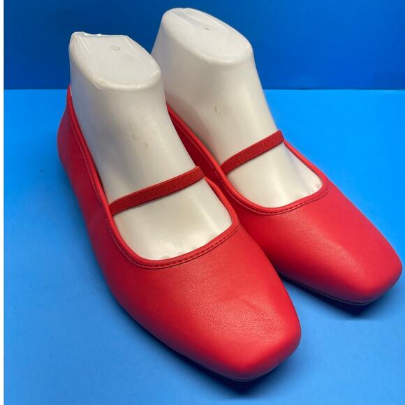 Old Navy Shoes Women's Size 8 Red Ballet Flats Square Toe Slip On Comfort New - Picture 1 of 8